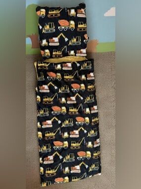 Handmade Kids Construction Vehicle Backpack Sleep Sack - Black & Yellow